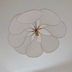 Contemporary Boho Petal Fabric Metal Lampshade 1-Light Pendant Light For Living Room Lumendat