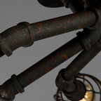 Industrial Vintage Water Pipe Round Iron 4/6/8 Light Flush Mount Ceiling Light BulbSquare
