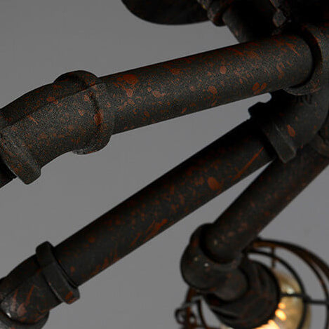 Industrial Vintage Water Pipe Round Iron 4/6/8 Light Flush Mount Ceiling Light BulbSquare