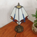 European Vintage Tiffany Square Stained Glass Iron 1-Light Table Lamp Lumendat