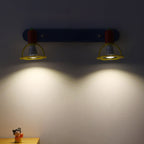 Lumendat Modern Mid-Century Kids Rectangle Round Iron Acrylic 2-Light Wall Sconce Lamp For Bedroom Lumendat