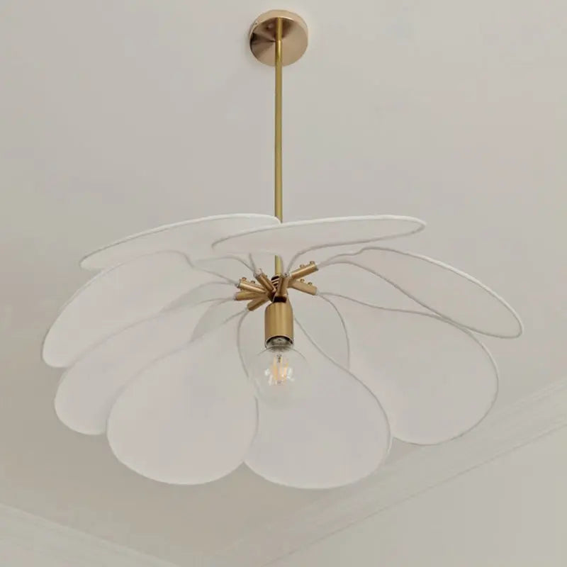 Contemporary Boho Petal Fabric Lampshade 1-light Pendant Light for Living Room BulbSquare