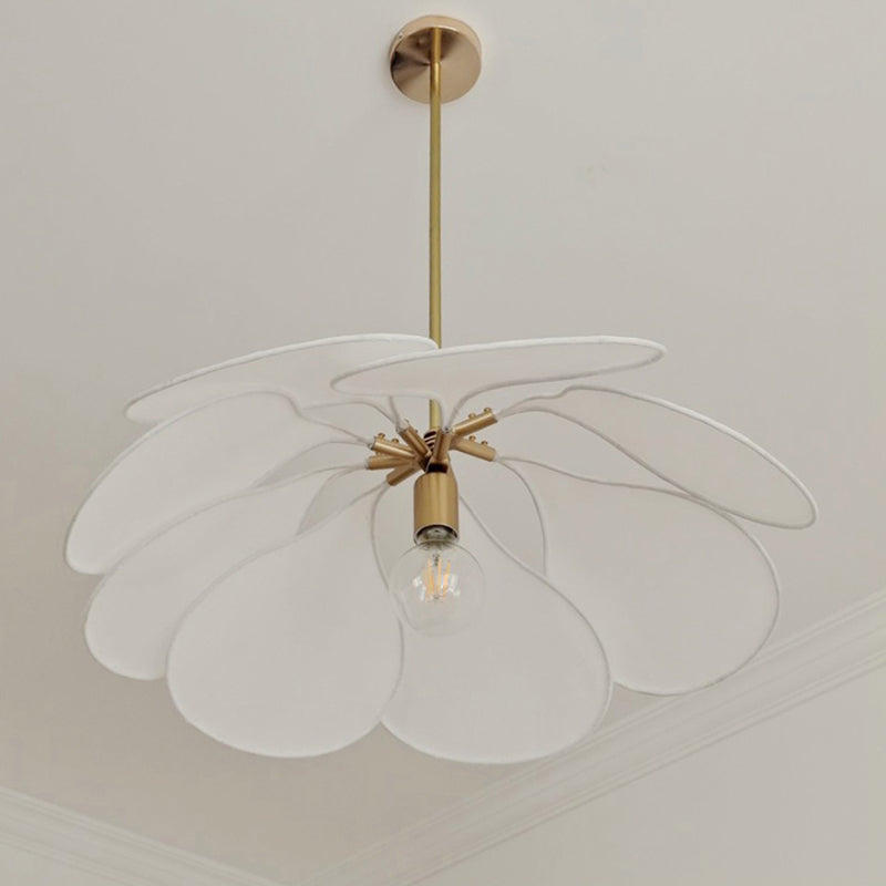 Contemporary Boho Petal Fabric Metal Lampshade 1-Light Pendant Light For Living Room Lumendat