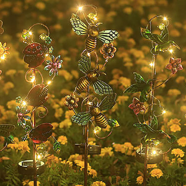 Solar Iron Hummingbird Butterfly Dragonfly Garden Lawn Landscape Light Lumendat