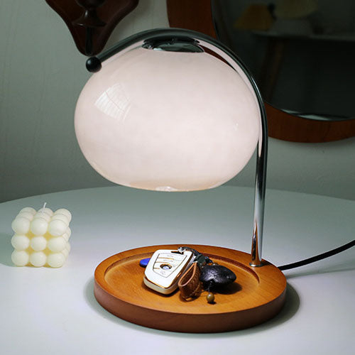 Vintage Glass Dome Solid Wood Base 1-Light Melting Wax Table Lamp Lumendat