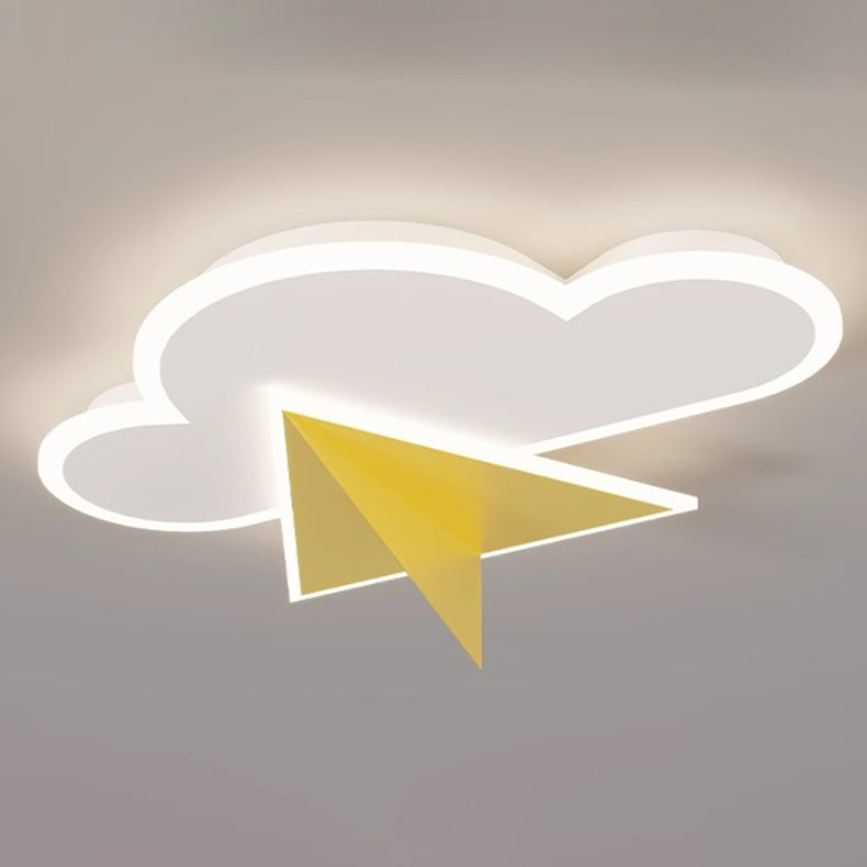 Lumendat Modern Art Deco Kids Iron Acrylic Cloud Plane LED Flush Mount Ceiling Light For Bedroom Lumendat