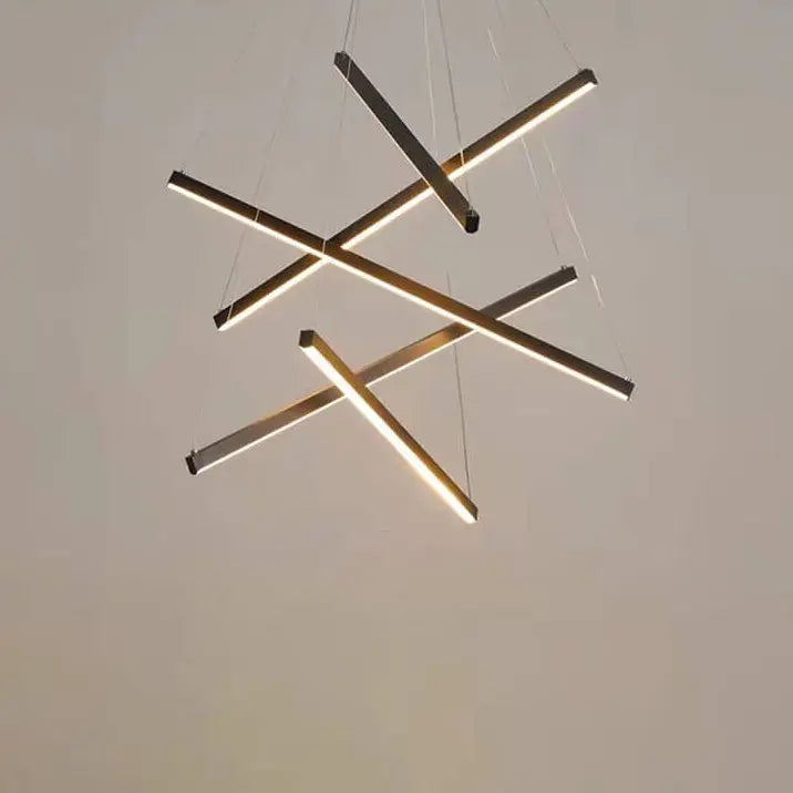 Nordic Light Luxury Iron Aluminum Geometric Line Combination LED Chandelier Lumendat