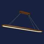 Modern Chinese Solid Wood Round Ring Frame Island Light LED Chandelier Lumendat