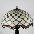Tiffany Mediterranean Stained Glass Cone Pull Cord 2-Light Table Lamp Lumendat