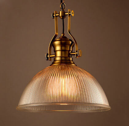 Vintage Industrial Striped Glass 1-light Dome Pendant Light BulbSquare