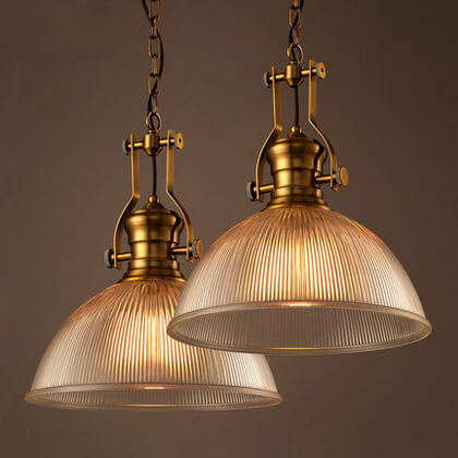 Vintage Industrial Striped Glass 1-light Dome Pendant Light BulbSquare