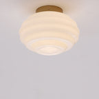 Nordic Cream Wave Round Glass Lampshade 1-Light Wall Sconce Lamp