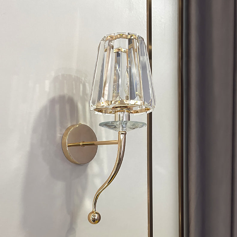 Modern Luxury Metal Iron Stainless Steel Crystal Ball Cylinder 1-Light Wall Sconce Lamp For Bedside Lumendat