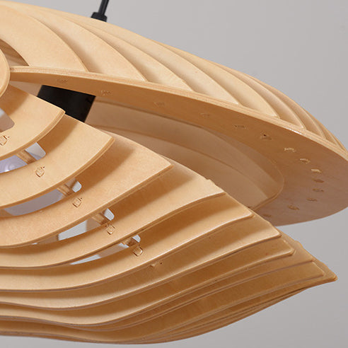 Traditional Chinese Whale Wood 1-light Pendant Light for Dining Room