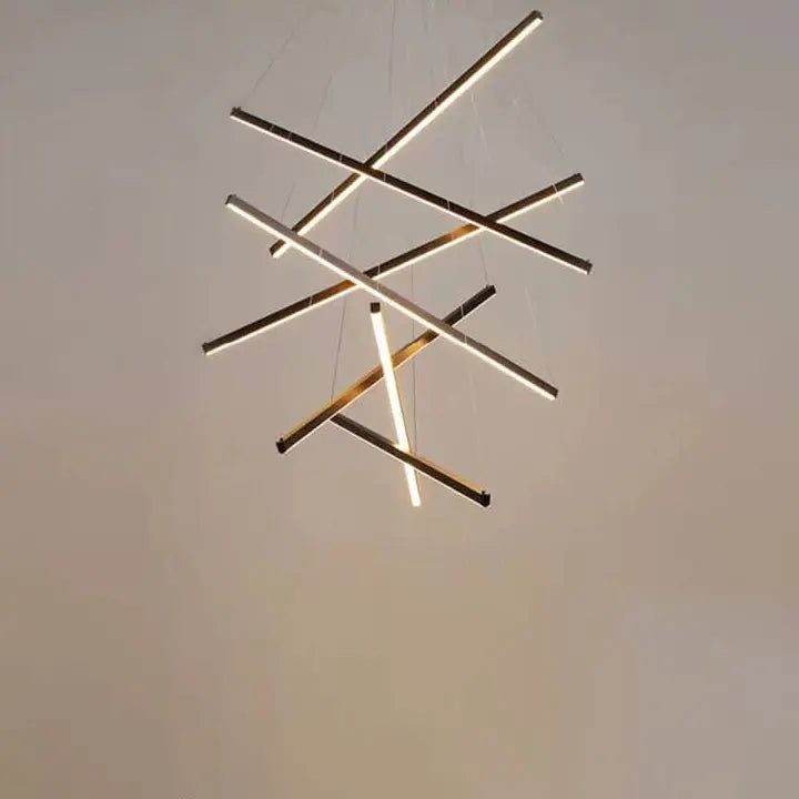 Nordic Light Luxury Iron Aluminum Geometric Line Combination LED Chandelier Lumendat