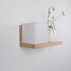 Japanese Minimalist Wood Square Glass 1-Light Wall Sconce Lamp