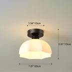 Scandinavian Modern Minimalist Iron Glass Ceramic Flower Diamond 1-Light Semi-Flush Mount Ceiling Light Lumendat