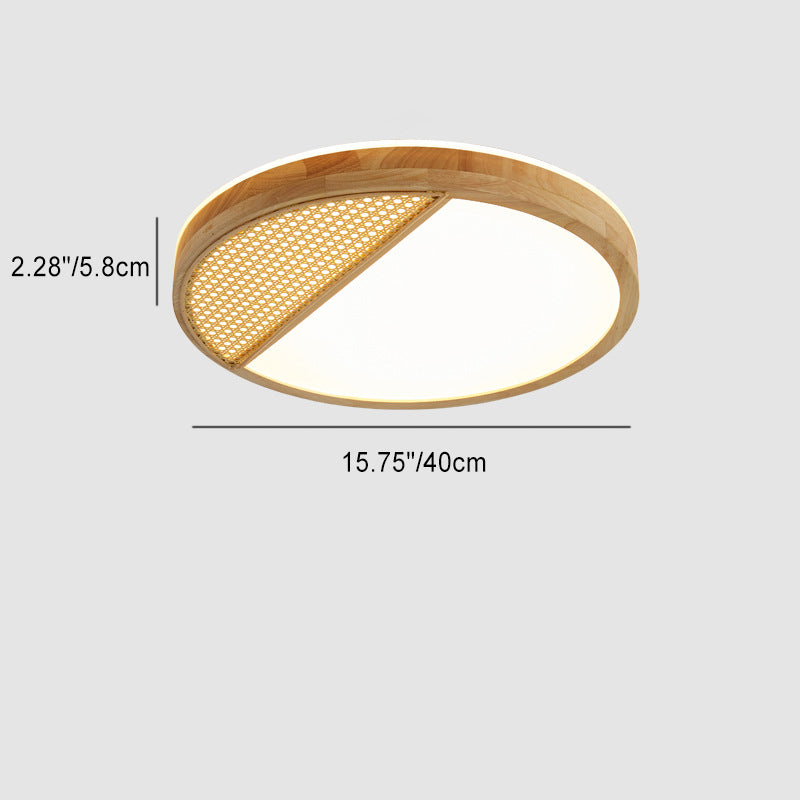 Modern Minimalist Square Solid Wood Acrylic LED Flush Mount Ceiling Light for Living Room
