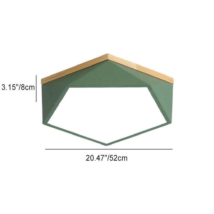 Contemporary Scandinavian Iron Acrylic Polygon LED Flush Mount Ceiling Light for Bedroom