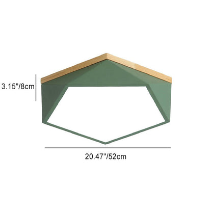 Contemporary Scandinavian Iron Acrylic Polygon LED Flush Mount Ceiling Light for Bedroom