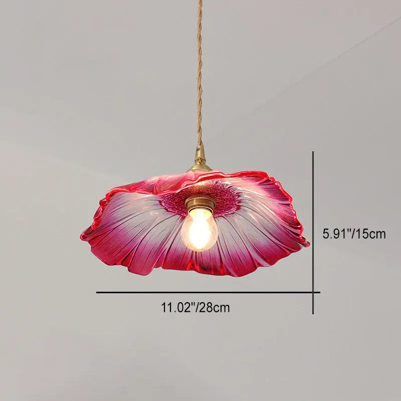 Modern Art Deco Sunflower Copper Glass 1-light Pendant Light for Living Room Lumendat
