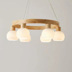 Modern Japanese Log Ring Textured Glass Globe 3/6/9 Light Chandelier Lumendat