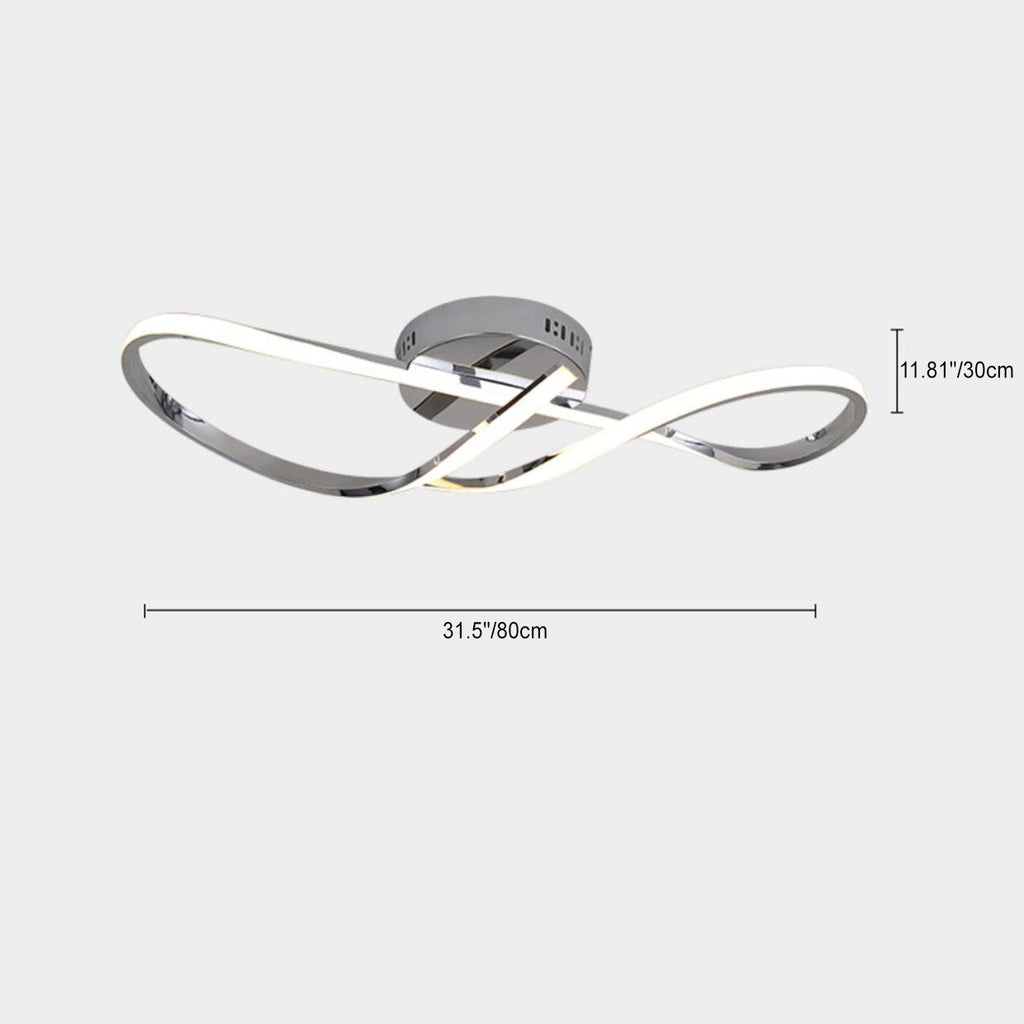 Modern Minimalist Spiral Twisted Aluminum Silicone LED Semi-flush Mount Ceiling Light for Bedroom