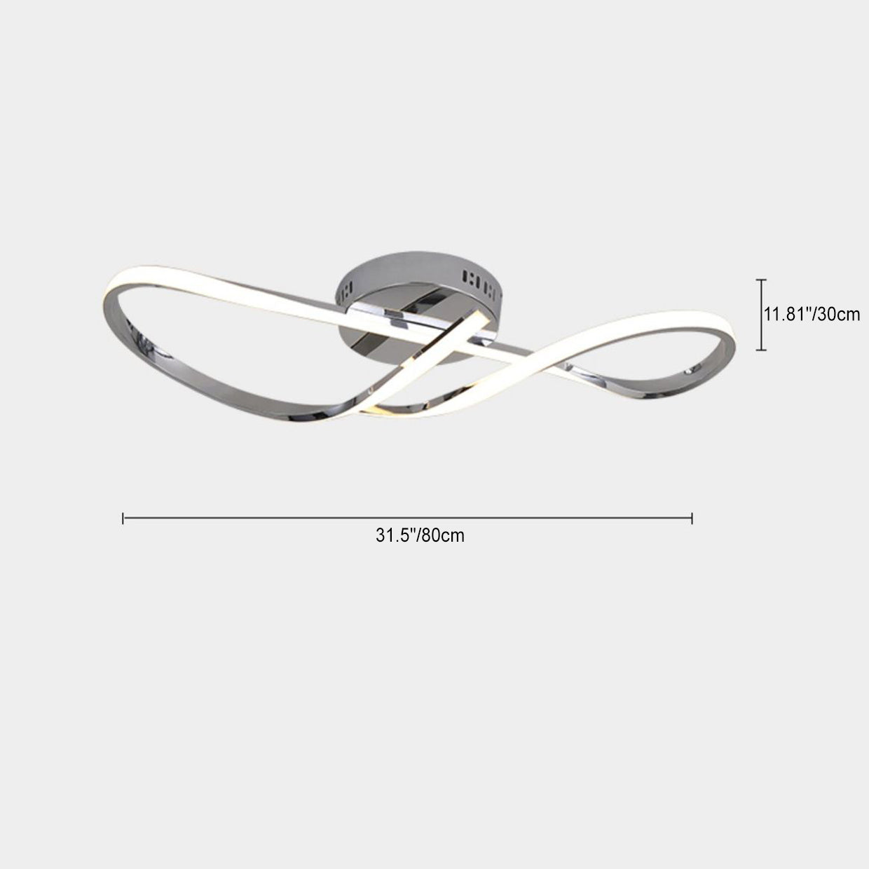 Modern Minimalist Spiral Twisted Aluminum Silicone LED Semi-flush Mount Ceiling Light for Bedroom