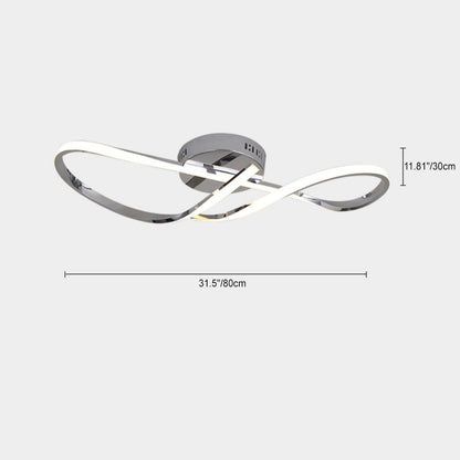 Modern Minimalist Spiral Twisted Aluminum Silicone LED Semi-flush Mount Ceiling Light for Bedroom