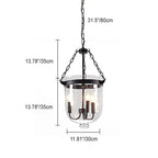 Traditional Rustic Round Glass Bucket Iron Candelabra 3-light Chandelier for Living Room Lumendat