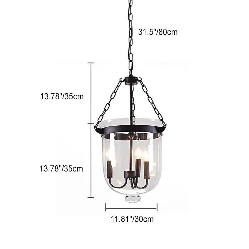 Traditional Rustic Round Glass Bucket Iron Candelabra 3-light Chandelier for Living Room Lumendat