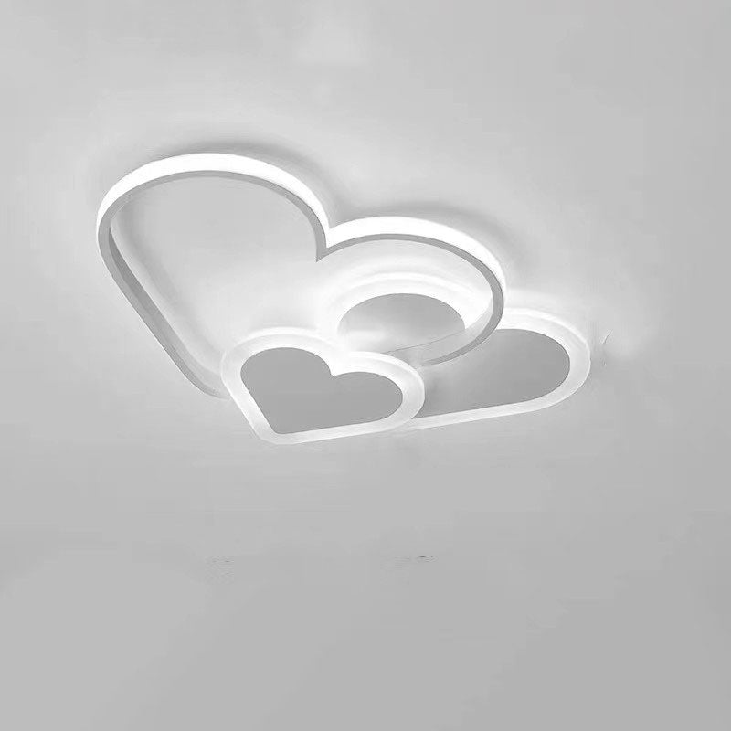 Contemporary Scandinavian Heart Shape Acrylic Metal LED Flush Mount Ceiling Light for Bedroom