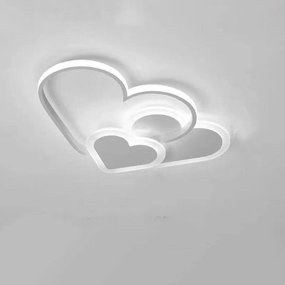 Contemporary Scandinavian Heart Shape Acrylic Metal LED Flush Mount Ceiling Light for Bedroom