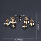 Modern Mid-Century Iron Frame Magic Bean Glass Shade 4/6-Light Semi-Flush Mount Ceiling Light For Living Room Lumendat