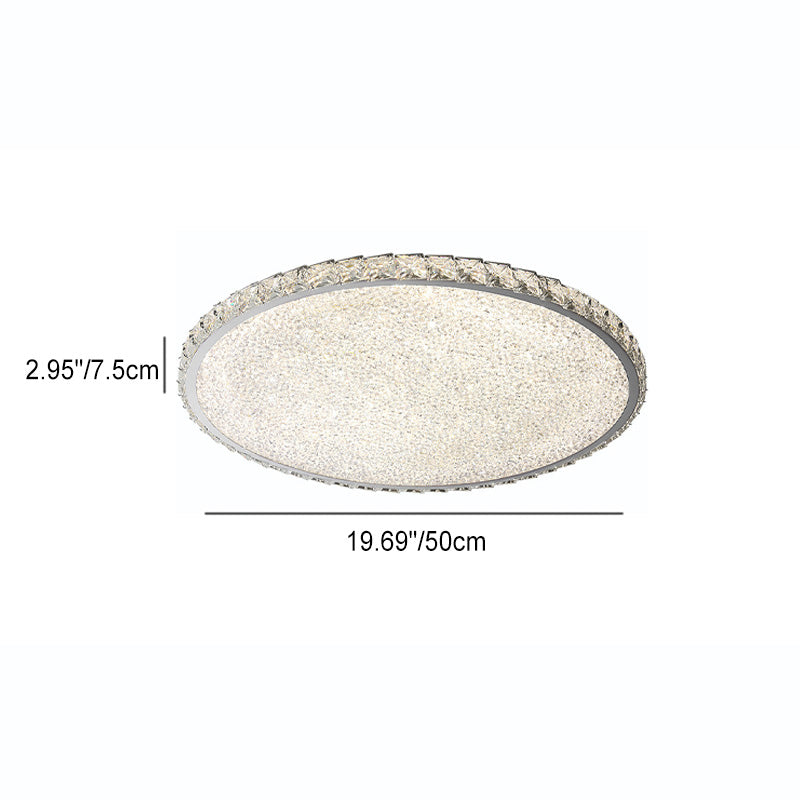 Modern Luxury Stainless Steel Crystal Round Square Rectangular LED Flush Mount Ceiling Light For Living Room Lumendat