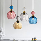 Danish Creative Stripes Glass Round 1/3 Light Chandelier modern luxury lighting fixture