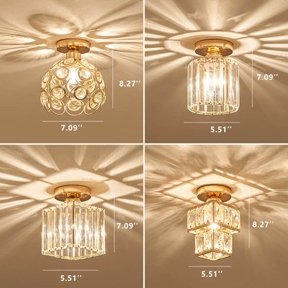 Modern European Crystal 1-light Semi-flush Mount Ceiling Light