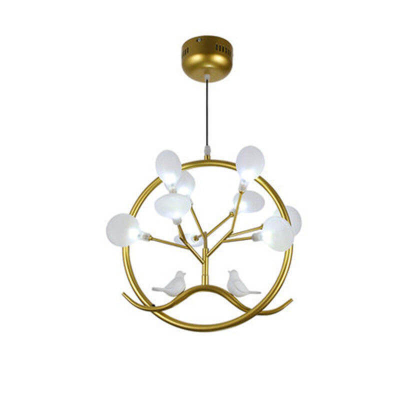 Nordic Metal Circular Bird Branch 9-light Chandelier BulbSquare