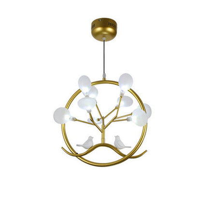 Nordic Metal Circular Bird Branch 9-light Chandelier