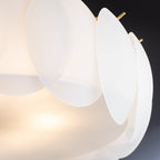 French Glass Round Drum 5/6 Light Semi-flush Mount Ceiling Light BulbSquare