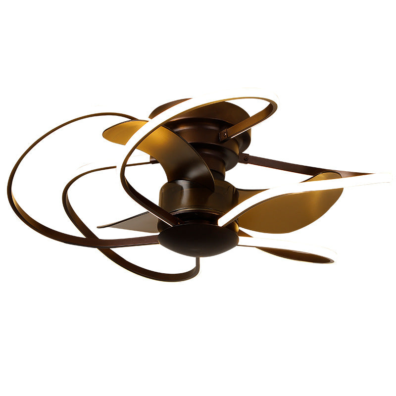 Modern Creative Cage LED Semi-Flush Mount Ceiling Fan Light