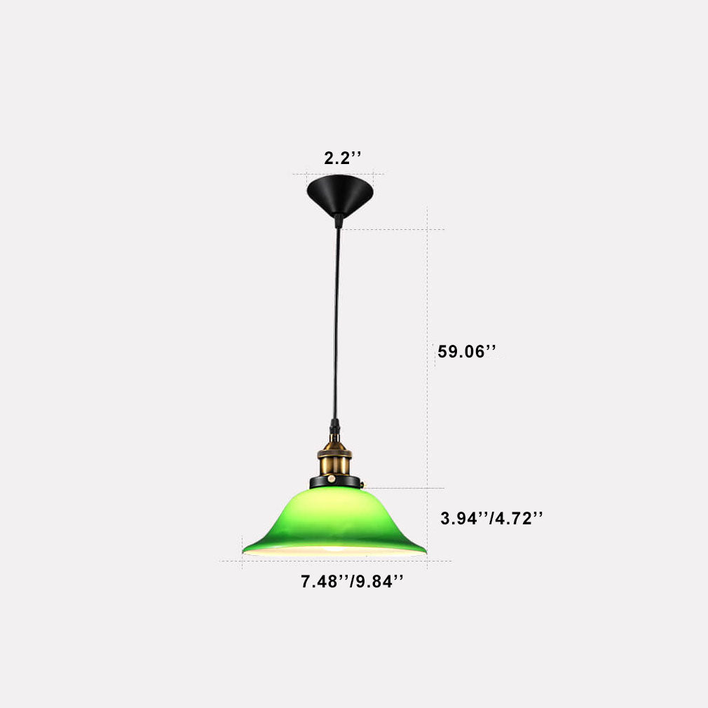 Vintage Industrial Green Bell Glass 1-light Pendant Light