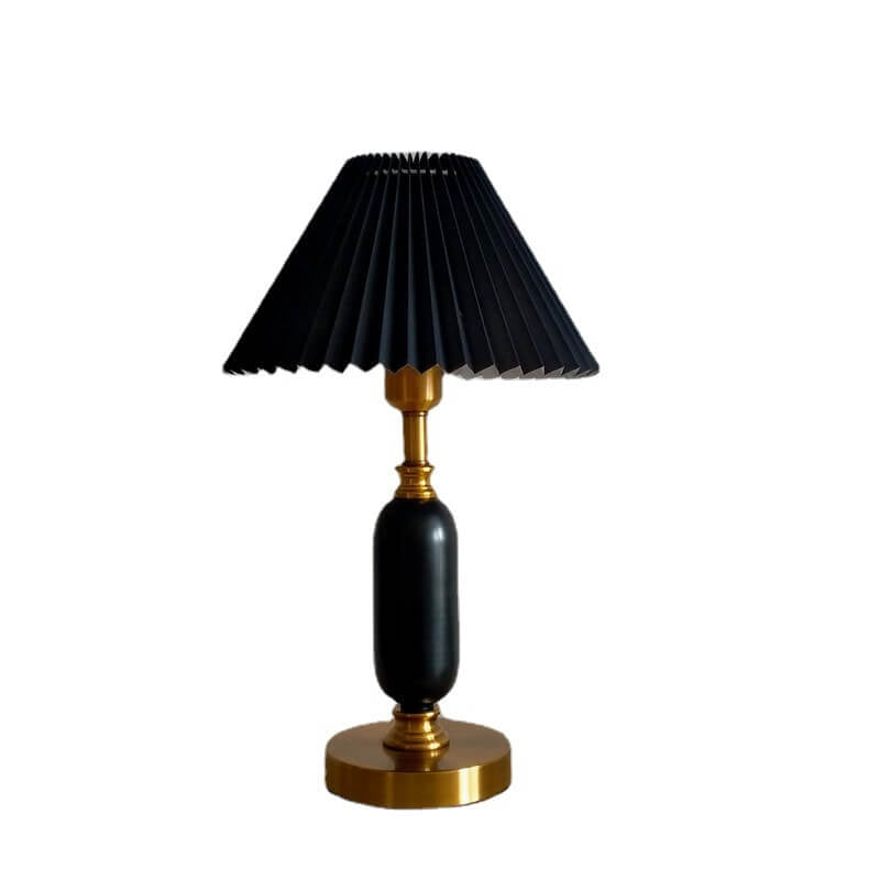 Retro Pleated Shade Column Base 1-Light Table Lamp Lumendat