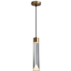 Modern Minimalist Crystal Cylindrical Brass LED Pendant Light