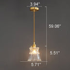 Modern Luxury Glass Bell Shade Brass 1-light Pendant Light BulbSquare