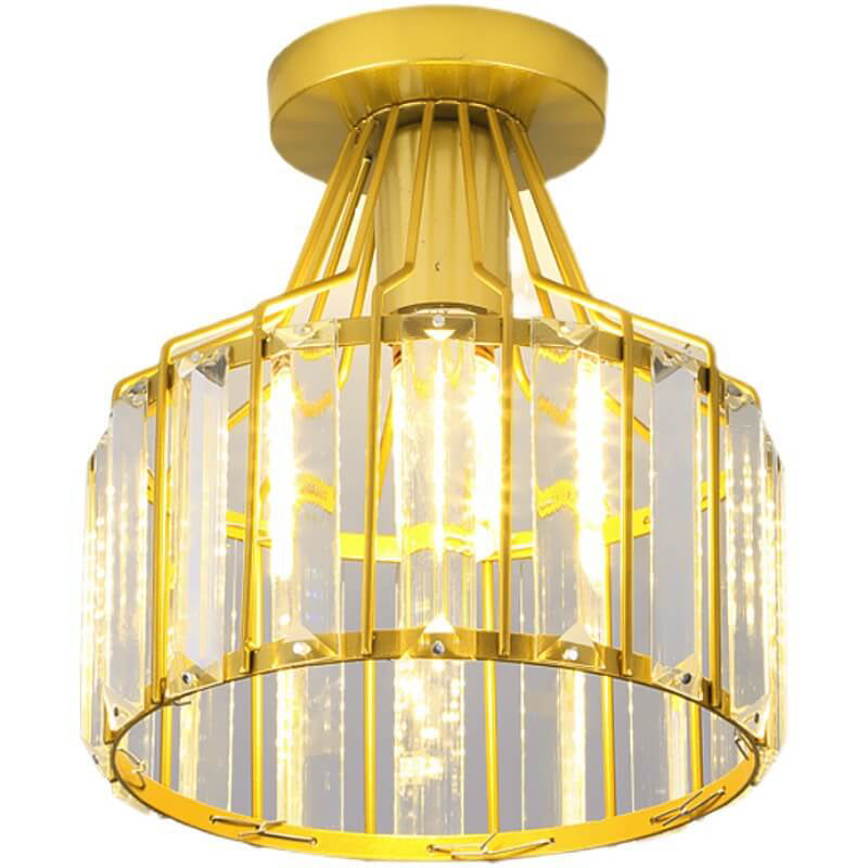 Modern Crystal Dome 1-light Semi-flush Mount Ceiling Light