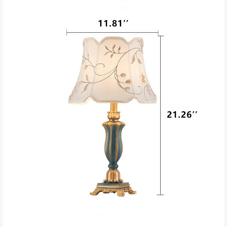Round Fabric Resin Base Classical 1-Light Table Lamp Lumendat