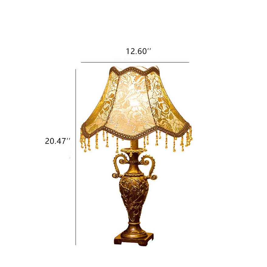 European Vintage Fabric Antique 1-Light Table Lamp Lumendat