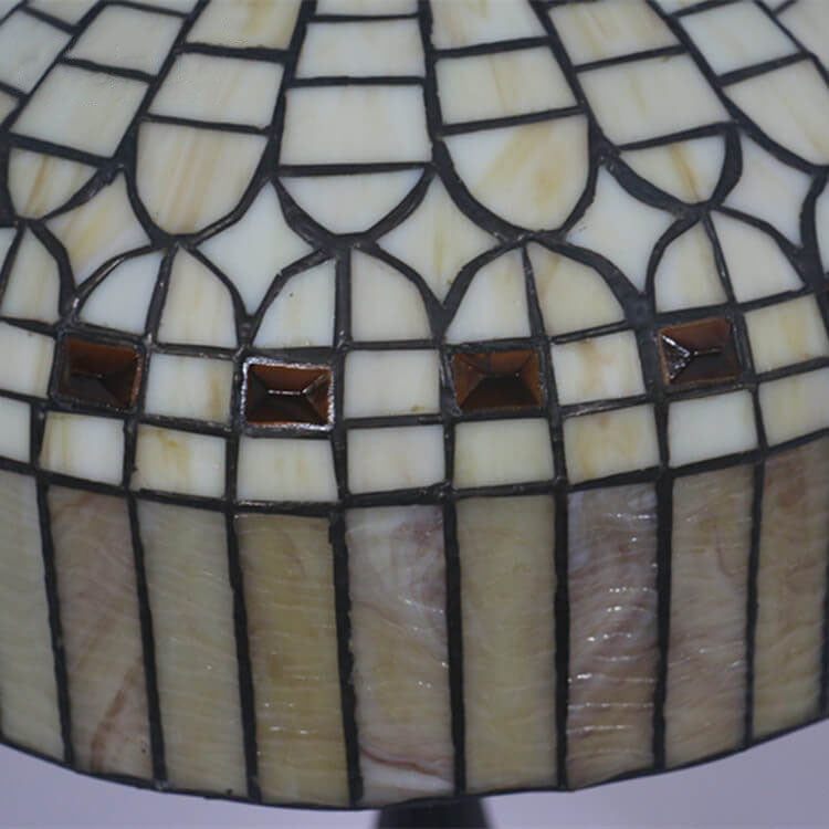 European Tiffany Yellow Baroque Glass 1-Light Table Lamp Lumendat