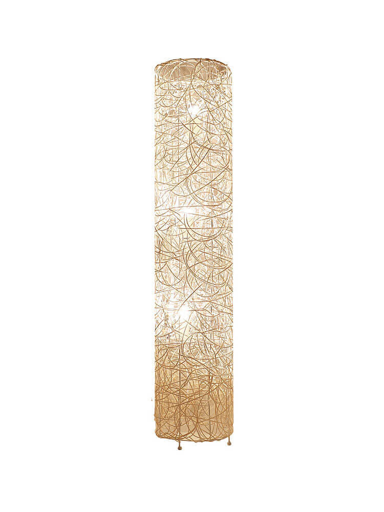 Minimalist Rattan Weaving Column Shaped 3-Light Standing Floor Lamp Lumendat